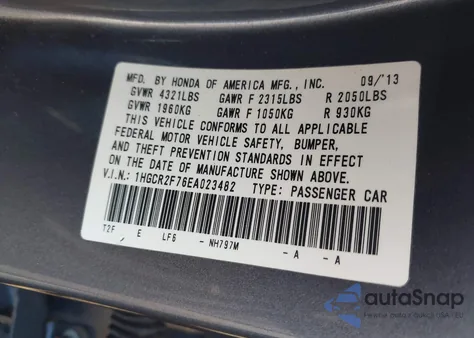 2014 Honda Accord Ex from USA, damaged, VIN 1HGCR2F76EA023482